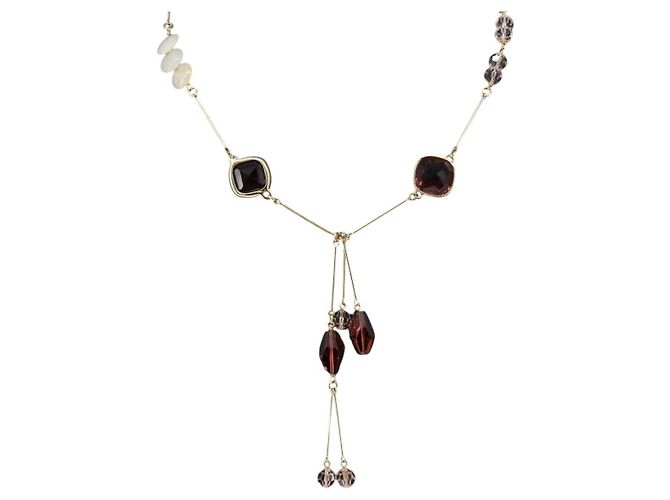 Collana Swarovski metallo Oro Auth am9577 D'oro