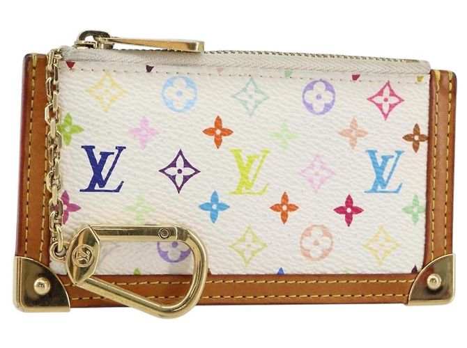 LOUIS VUITTON Monogram Multicolor Pochette Cles Purse White M92655 Auth 152662