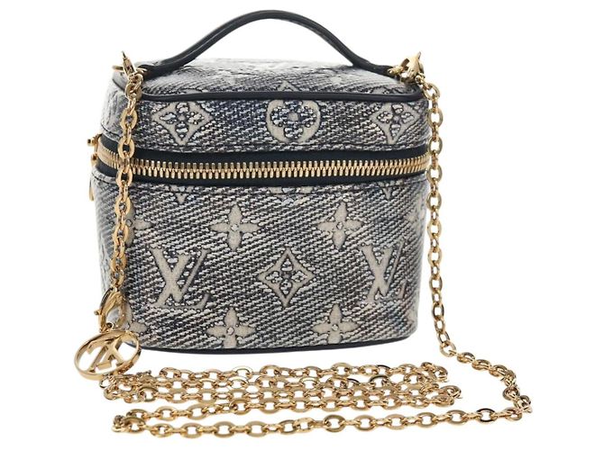 LOUIS VUITTON Monogram Laminated Jacquard Microvanity Navy M82467 Auth 146365SAM Navy blue