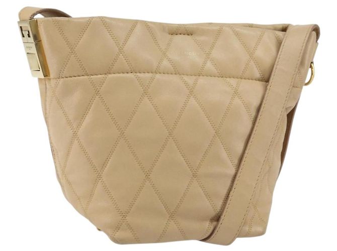 Bolso de Hombro GIVENCHY de Cuero Beige Dorado Auth 149731