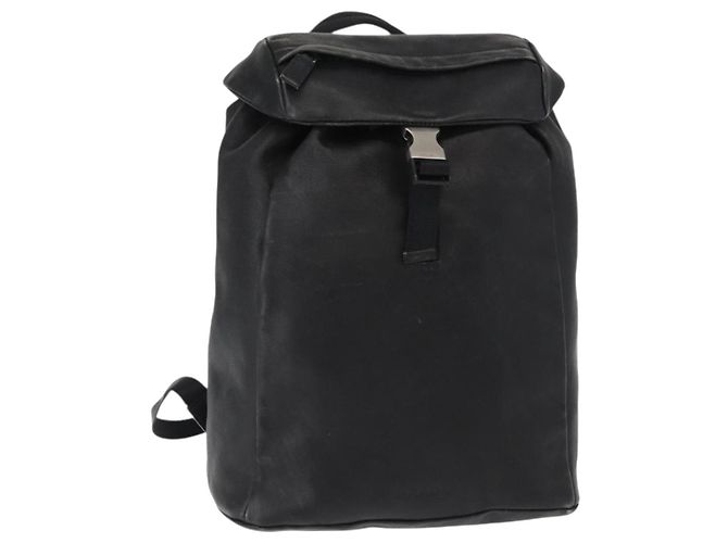 PRADA Backpack Leather Black Silver Auth 121332 Silvery