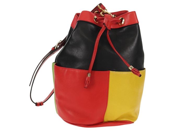 Céline CELINE Shoulder Bag Leather Multicolor Gold Auth 150568