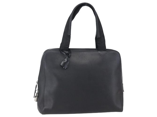 PRADA Handtasche aus schwarzem Leder mit Silber Auth bs30432