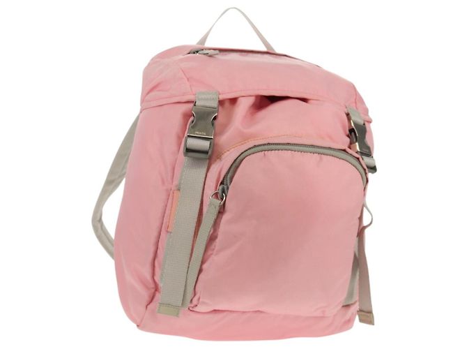 PRADA Backpack Nylon Pink Silver Auth yk19623V Silvery