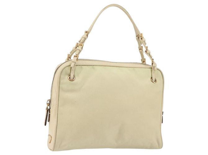 PRADA Borsa a mano in nylon beige oro Auth ar13842 D'oro