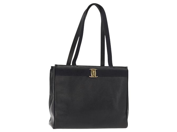 Borsa Tote Vala in pelle blu navy e oro Auth BA7322 di Salvatore Ferragamo D'oro