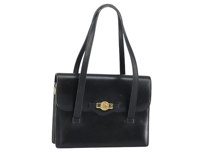 Borsa a mano Christian Dior in pelle nera e oro Auth ep12247 Nero D'oro