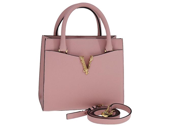 Sac à main VERSACE en cuir 2 en 1 rose Auth 108430