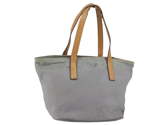 PRADA Sac à main en nylon gris argent Auth bs31370 Marron Argenté