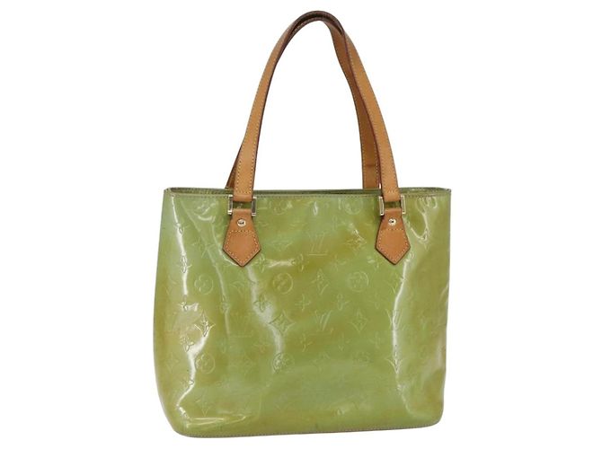 LOUIS VUITTON Sac à main Monogram Vernis Houston Bleu Bébé M91005 LV Auth 148922