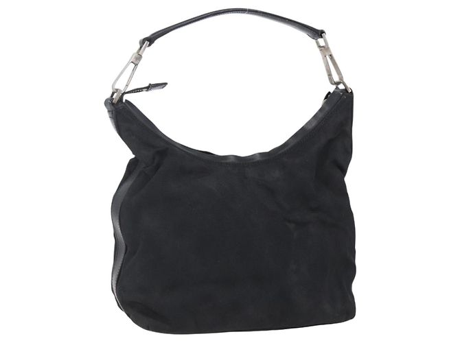 Borsa a Spalla GUCCI Nylon Nero Argento 000 0602 Auth ep12075