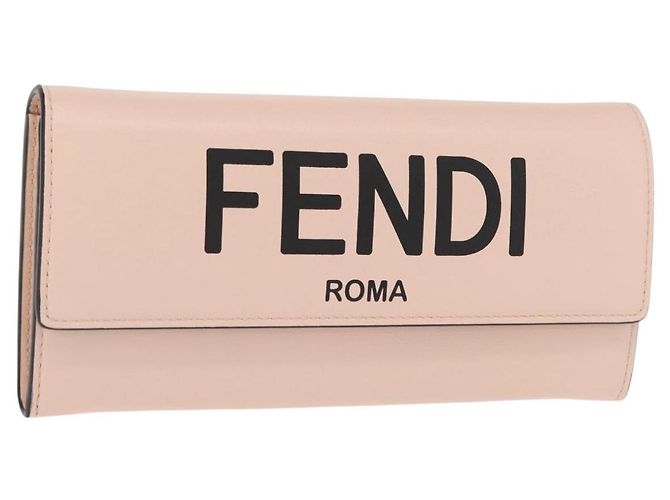 FENDI Long Wallet Leather Pink Gold Auth 148474 Golden