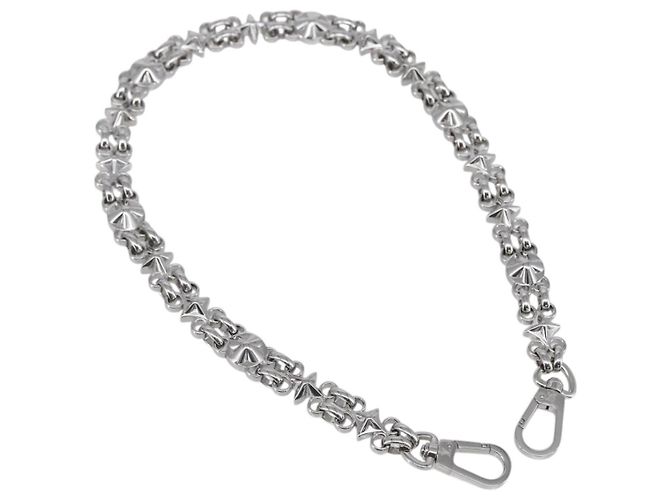LOUIS VUITTON Chain Shoulder Strap metal 23.6"" Silver LV Auth 150648 Silvery