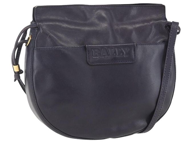 BALLY Bolsa de Ombro de Couro Roxa Dourada Auth bs31439 Dourado Roxo