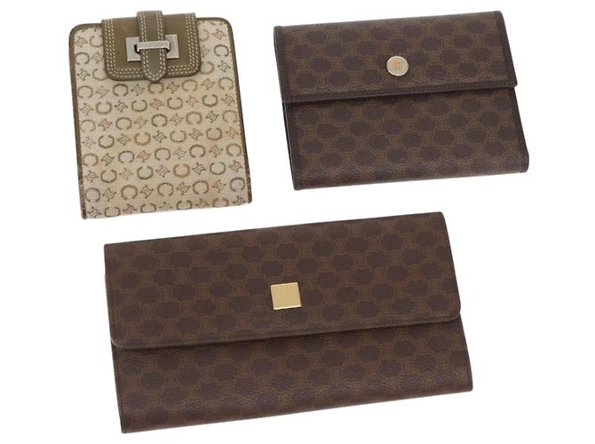 Céline Cartera de lona Macadam CELINE PVC 3 piezas Marrón Beige Auth bs31476 Castaño