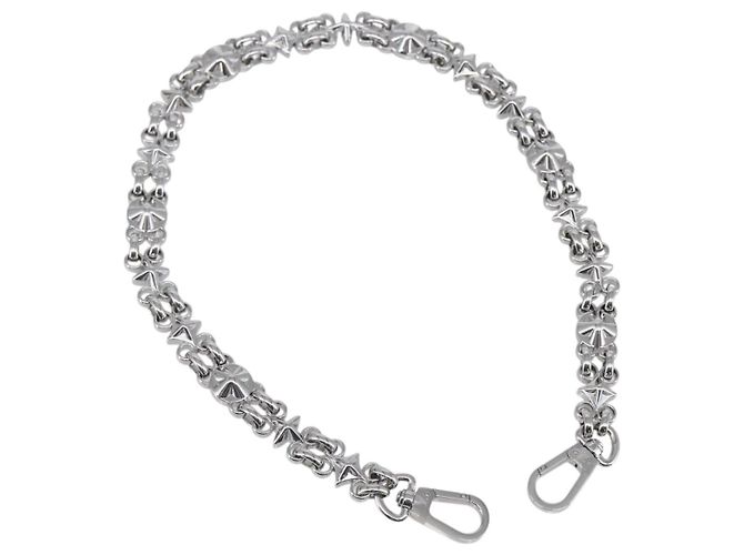 LOUIS VUITTON Chain Shoulder Strap metal 23.6"" Silver LV Auth 150644 Silvery