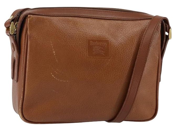 Autre Marque Sac à épaule Burberrys Nova Check en cuir marron doré Auth ep11687