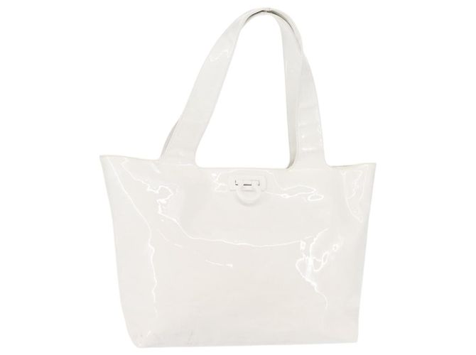 Gancini Tote Bag Emaille Weiß Salvatore Ferragamo Auth 147620