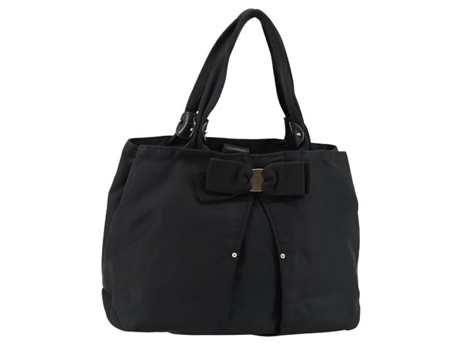 Borsa a mano Vala in pelle nera e oro Auth BA5683 di Salvatore Ferragamo Nero D'oro