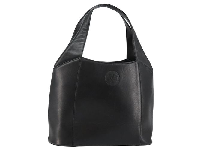 Borsa a mano Gianni Versace in pelle nera e oro Auth BA6268 Nero D'oro
