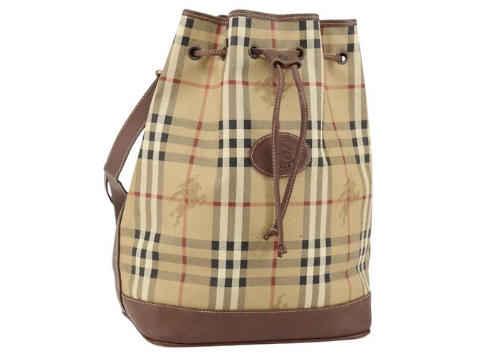 Autre Marque Borsa a Spalla Burberrys Nova Check PVC Beige Oro Auth bs29124 D'oro