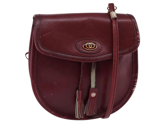 Gucci Bolsa de Ombro de Couro Vermelha Auth 145949 Vermelho