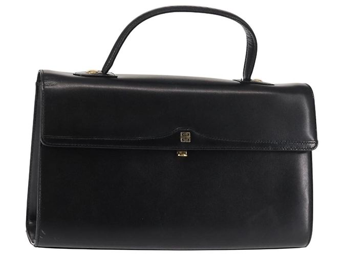 Borsa a mano GIVENCHY in pelle nera e oro Auth BA6452 Nero D'oro
