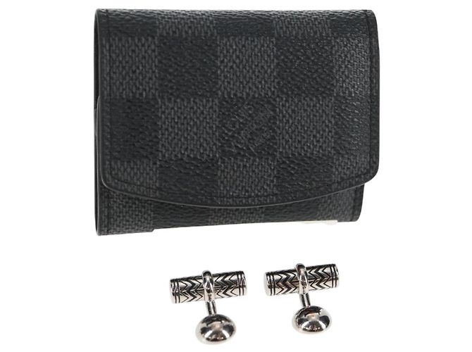 LOUIS VUITTON Damier Graphite Cuff Case Cufflinks M66948 LV Auth 143486V Damier ebene