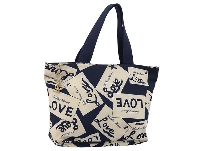 SAINT LAURENT Borsa a mano in nylon blu navy Auth bs29699
