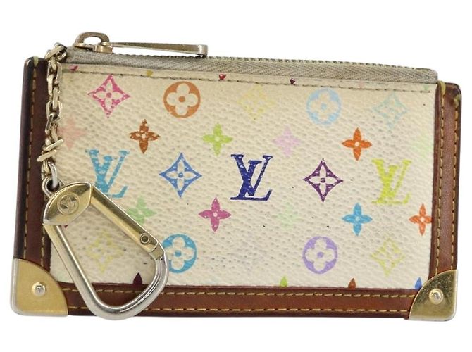 LOUIS VUITTON Monogram Multicolor Pochette Cles Purse White M92655 Auth 153418