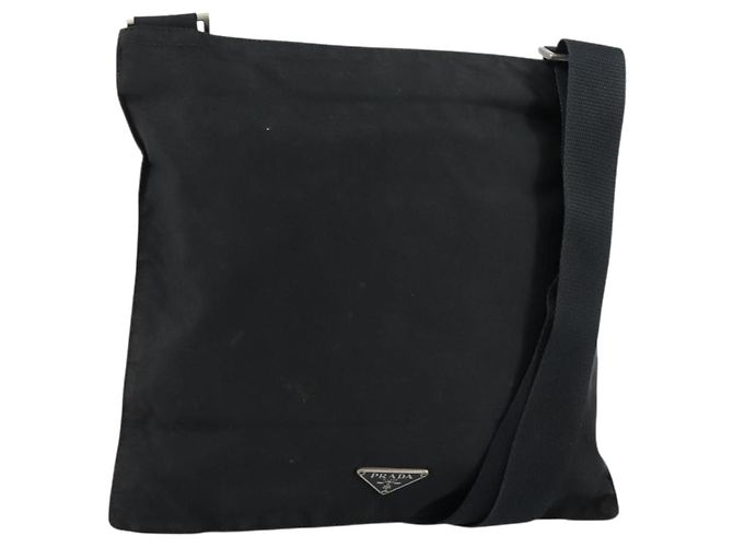 PRADA Handtasche aus schwarzem Nylon mit Silber authentisch 153120