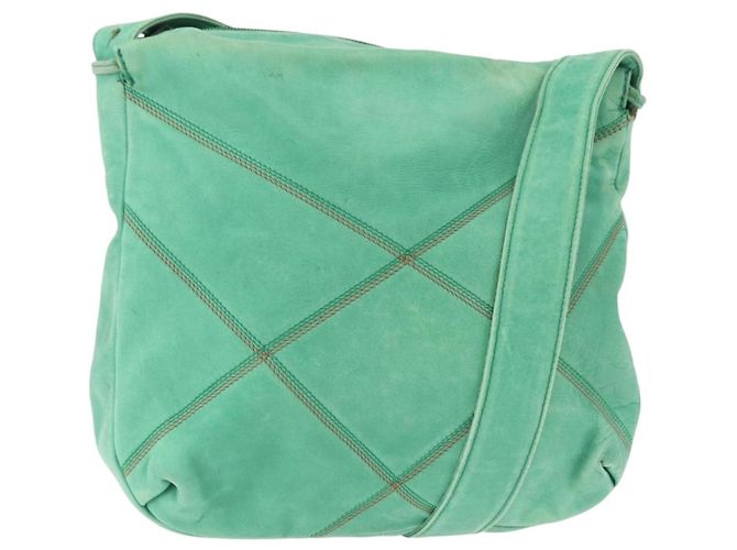 Bolsa de Ombro de Couro Verde LOEWE Auth mr1587