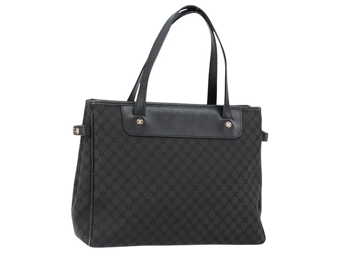 Céline CELINE Macadam Canvas Handtasche Schwarz Silber Auth ep11378