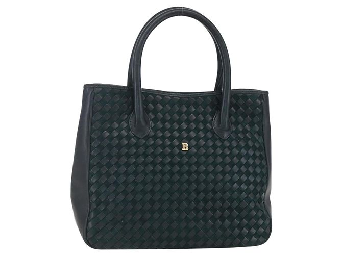 BALLY Borsa a mano in pelle verde oro Auth BA8440 D'oro