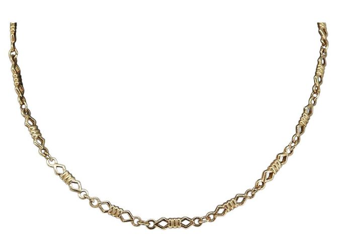 Collar de cadena Christian Dior en metal dorado Auth am9775