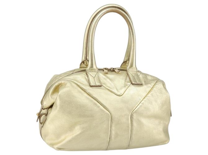 Bolsa Boston Mini Easy em couro dourado Auth BA6609 da SAINT LAURENT