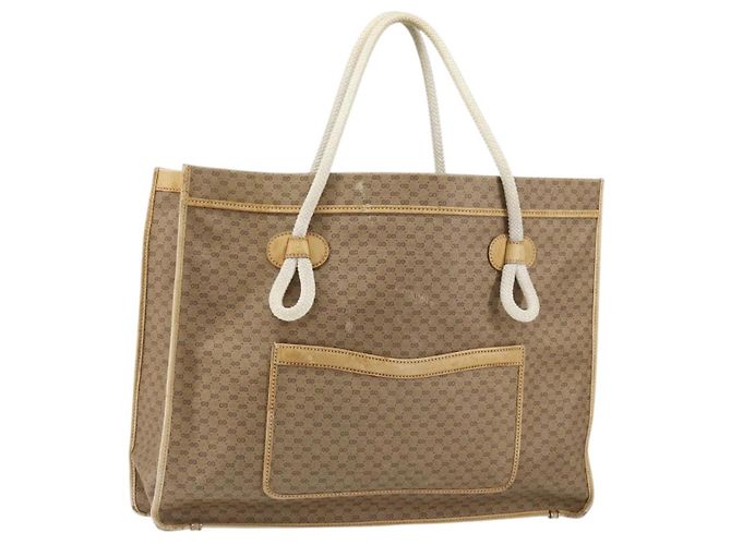 Gucci Bolsa tote Micro GG Supreme em PVC bege e dourado Auth am9689