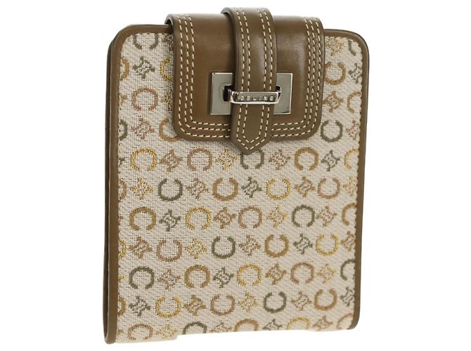 Céline Carteira bifold em lona Macadam C da CELINE verde Auth 153720V