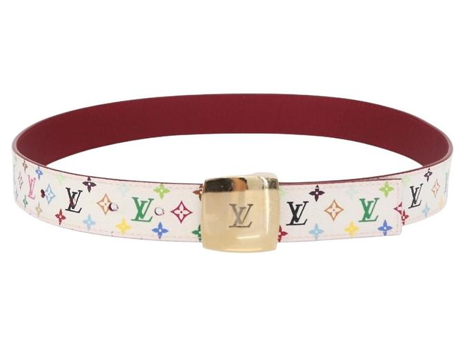 LOUIS VUITTON Multicolor LV Cut Gürtel Weiß M9682W Authentisch LV 156683V