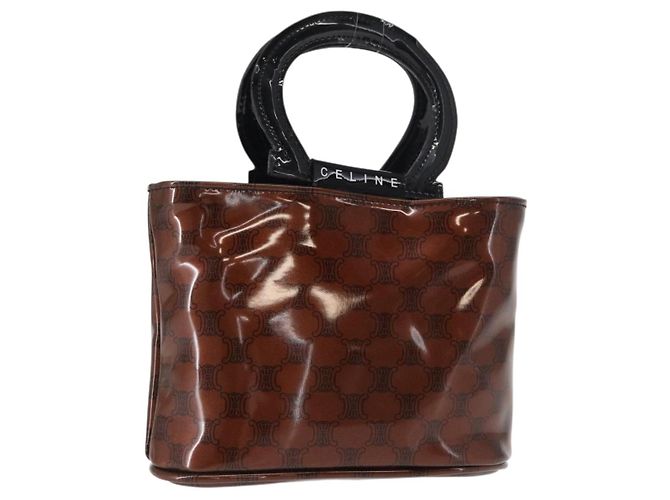 Céline CELINE Macadam Canvas Handtasche PVC Braun Schwarz Auth 154907