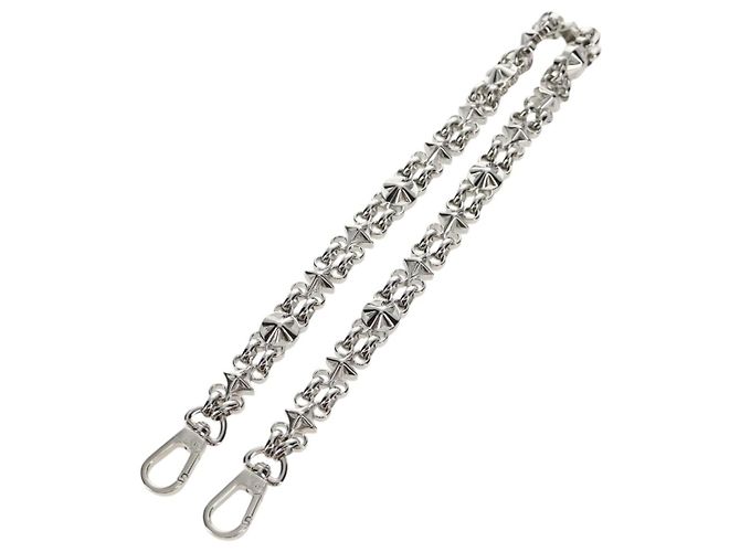LOUIS VUITTON Cadena de Metal Plata LV Auth 141726M