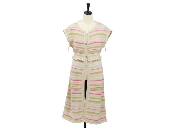 CHANEL Camicia Lunga in Lana Beige CC Auth 136572M