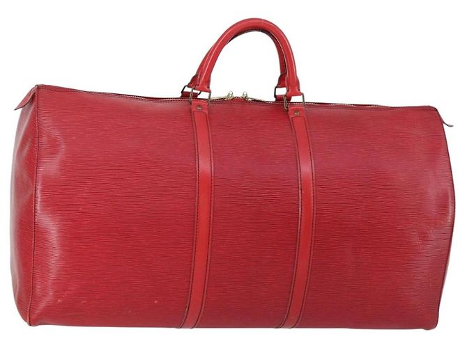 LOUIS VUITTON Epi Keepall 60 Bolsa Boston Roja M42947 LV Auth 148138
