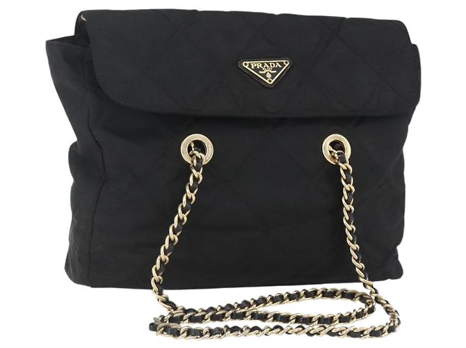 PRADA Borsa Tote Matelassé in Nylon Nera Oro Auth bs31575 Nero D'oro