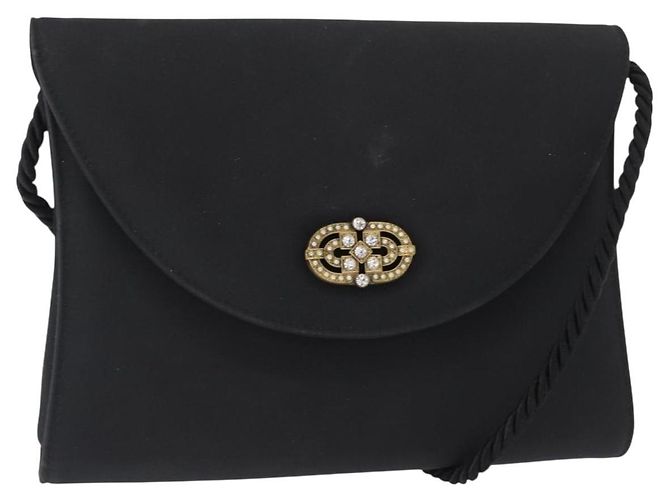 Borsa a Spalla Vala in Nylon Nero e Oro Salvatore Ferragamo Auth 156246 D'oro