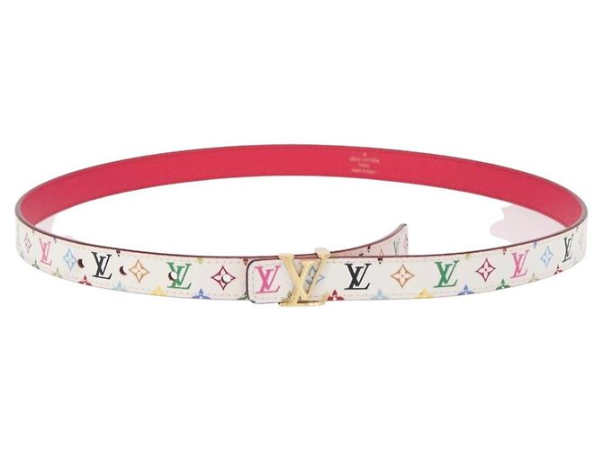 LOUIS VUITTON Multicolor Initials Gürtel Weiß M9630 LV Auth 156685SAM