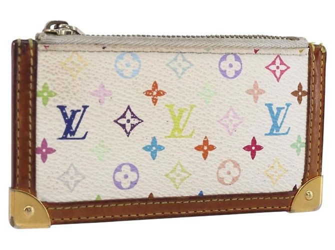 LOUIS VUITTON Monogram Multicolor Pochette Cles Purse White M92655 Auth 152602