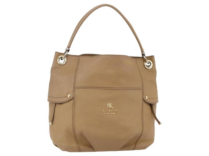 Bolso de Hombro de Cuero Beige y Dorado BURBERRY Blue Label Auth ti3445