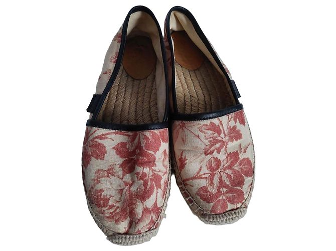 Espadrilles Gucci Estampado Floral Rojo Beige Roja