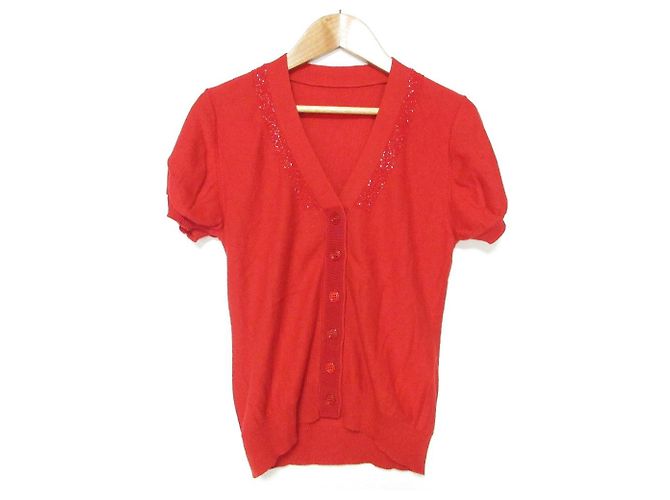 Moschino Seiden-Kaschmir-Strickjacke Rot